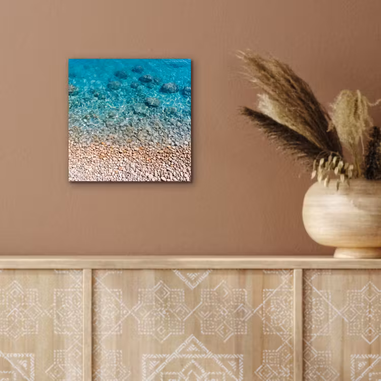 Water - Kiezels - Natuur - Levendig - Turkoois aluminium wit klein -sfeer4
