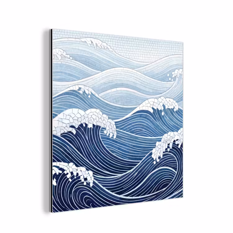 Water - Mozaïek - Landschap - Modern - Blauw aluminium wit klein -3d