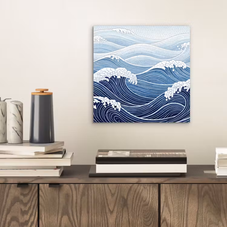 Water - Mozaïek - Landschap - Modern - Blauw aluminium wit klein -sfeer1