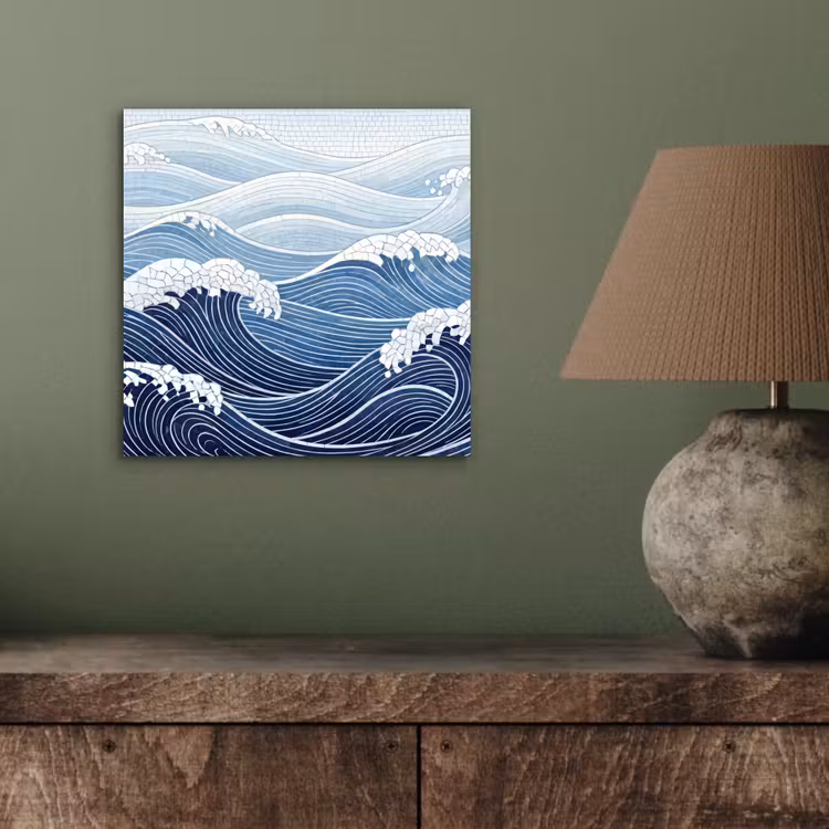 Water - Mozaïek - Landschap - Modern - Blauw aluminium wit klein -sfeer2