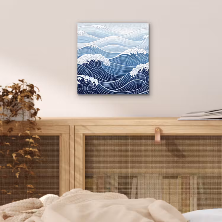 Water - Mozaïek - Landschap - Modern - Blauw aluminium wit klein -sfeer3
