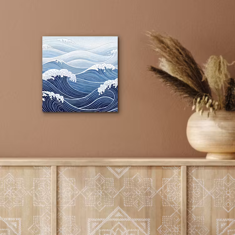 Water - Mozaïek - Landschap - Modern - Blauw aluminium wit klein -sfeer4