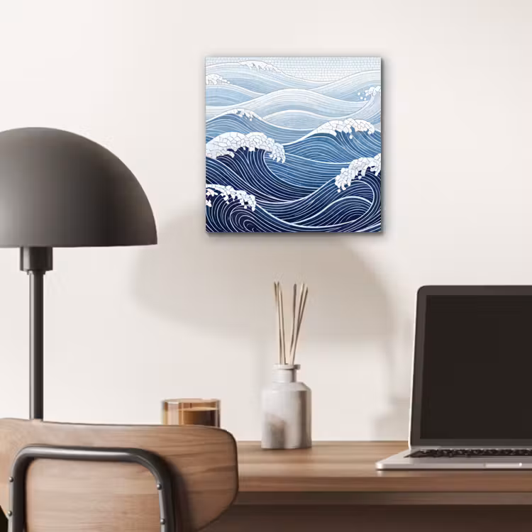 Water - Mozaïek - Landschap - Modern - Blauw aluminium wit klein -sfeer5