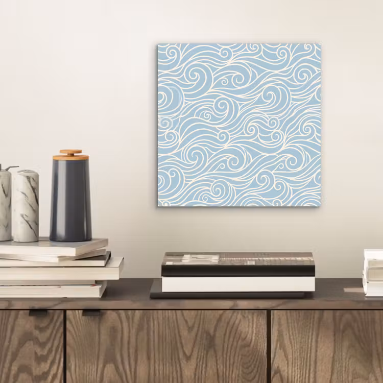Golf - Abstract - Natuur - Modern - Blauw aluminium wit klein -sfeer1