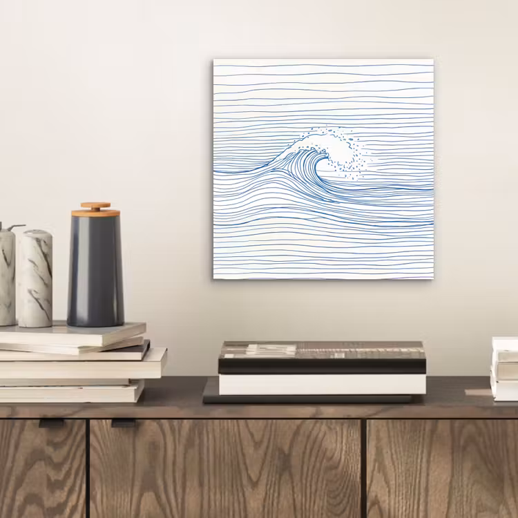 Golf - Brekende - Natuur - Minimalistisch - Blauw aluminium wit klein -sfeer1
