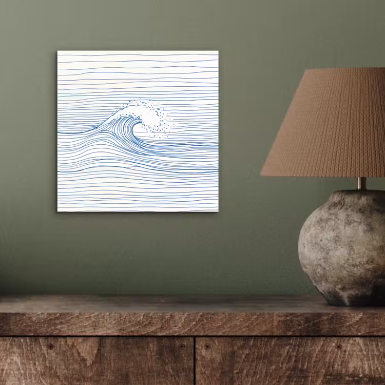 Golf - Brekende - Natuur - Minimalistisch - Blauw aluminium wit klein -sfeer2