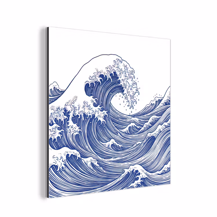 Golf - Japans - Zee - Illustratie - Blauw aluminium wit klein -3d
