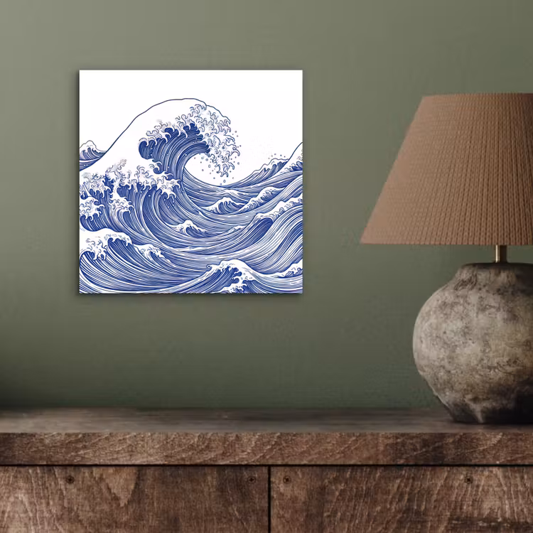 Golf - Japans - Zee - Illustratie - Blauw aluminium wit klein -sfeer2