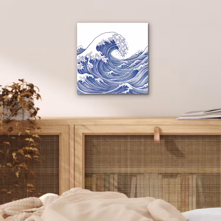 Golf - Japans - Zee - Illustratie - Blauw aluminium wit klein -sfeer3
