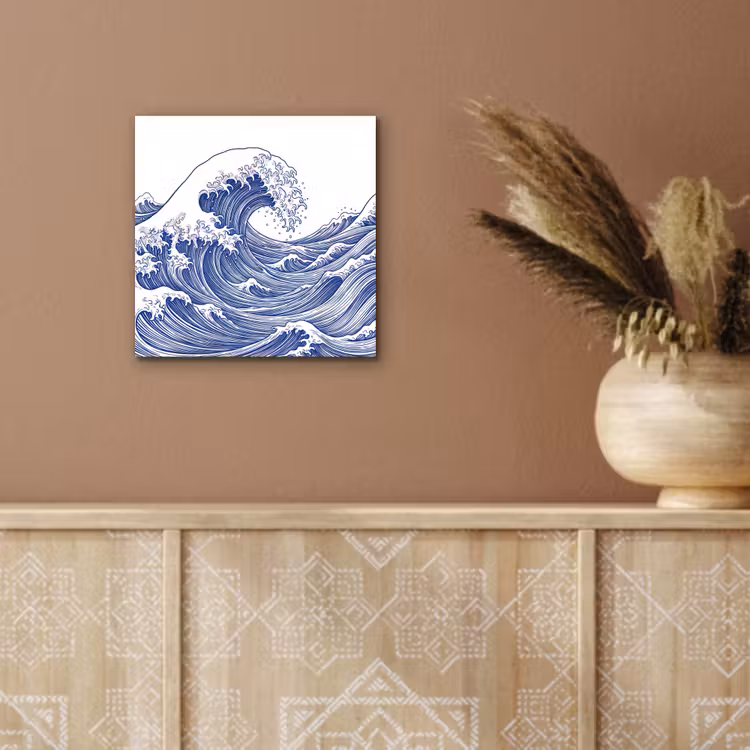Golf - Japans - Zee - Illustratie - Blauw aluminium wit klein -sfeer4