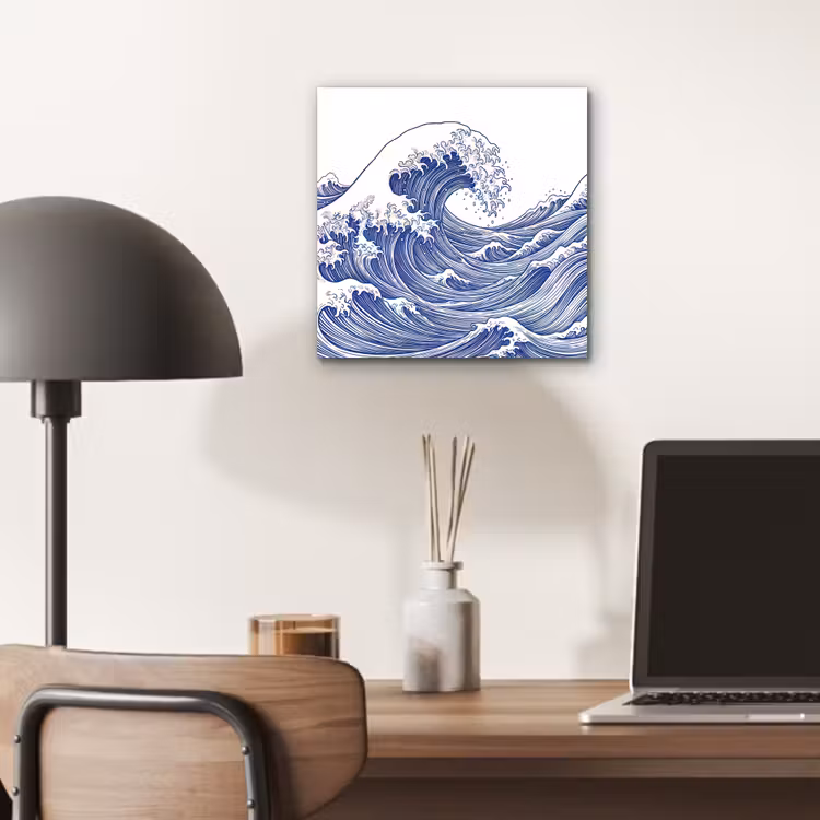 Golf - Japans - Zee - Illustratie - Blauw aluminium wit klein -sfeer5