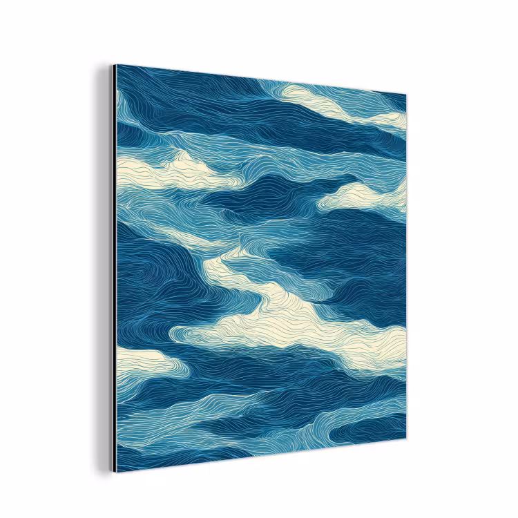 Golven - Abstract - Patroon - Blauw - Wit aluminium wit klein 46 -3d