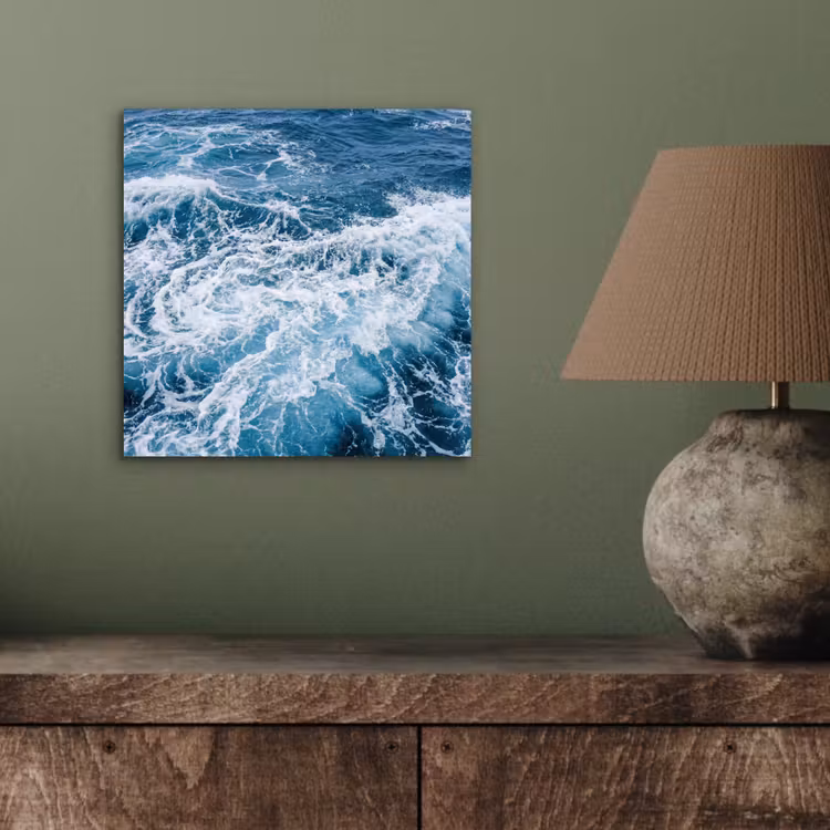 Golven - Oceaan - Blauw aluminium wit klein -sfeer2