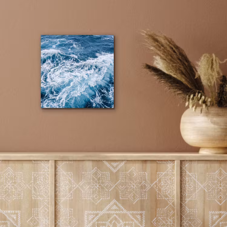 Golven - Oceaan - Blauw aluminium wit klein -sfeer4
