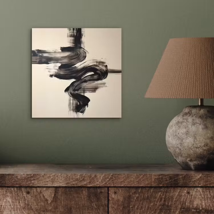 Golven - Penseelstreken - Beige - Minimalistisch aluminium wit klein -sfeer2