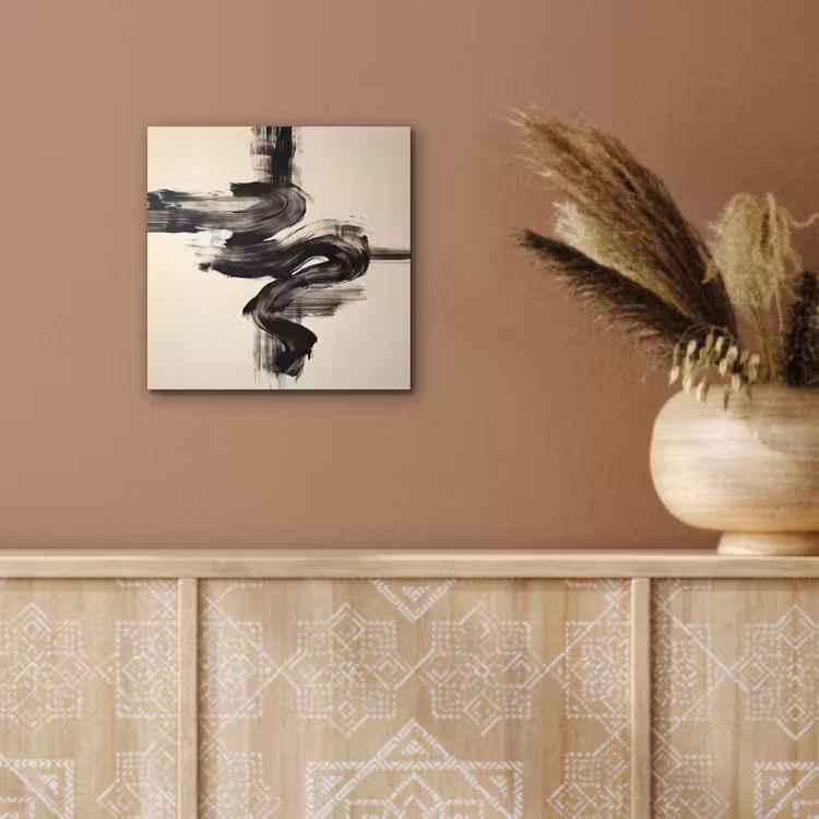 Golven - Penseelstreken - Beige - Minimalistisch aluminium wit klein -sfeer4
