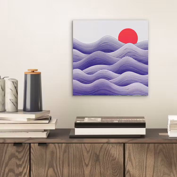 Golven - Zon - Natuur - Abstract - Rood aluminium wit klein -sfeer1