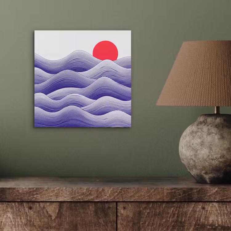 Golven - Zon - Natuur - Abstract - Rood aluminium wit klein -sfeer2