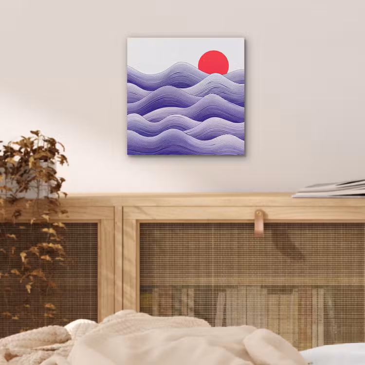 Golven - Zon - Natuur - Abstract - Rood aluminium wit klein -sfeer3