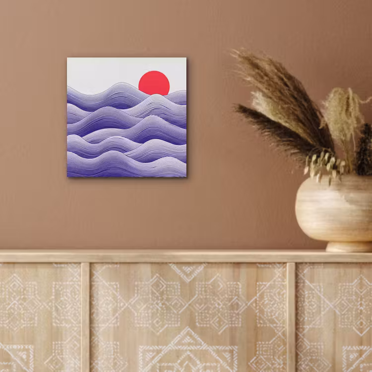 Golven - Zon - Natuur - Abstract - Rood aluminium wit klein -sfeer4