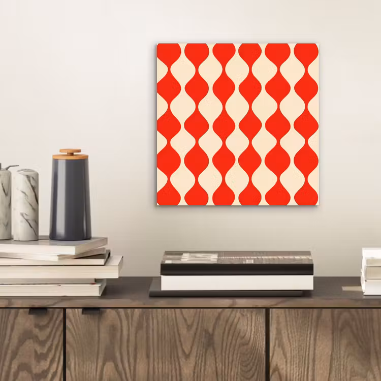 Golvend patroon - Retro - Rood - Beige aluminium wit klein 46 -sfeer1