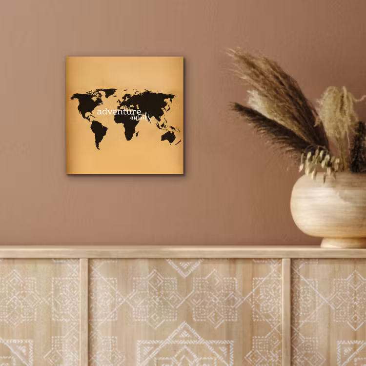Wereldkaart - Adventure - Beige aluminium wit klein -sfeer4