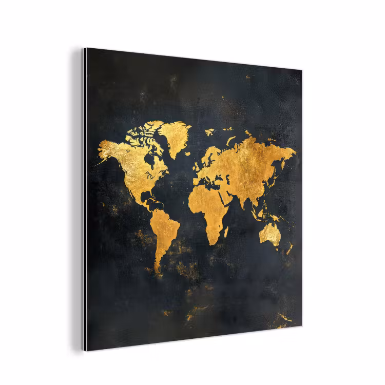 Wereldkaart - Ouderdom - Zwart aluminium wit klein -3d