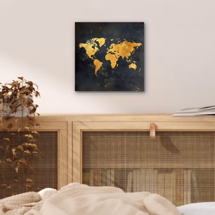 Wereldkaart - Ouderdom - Zwart aluminium wit klein -sfeer3