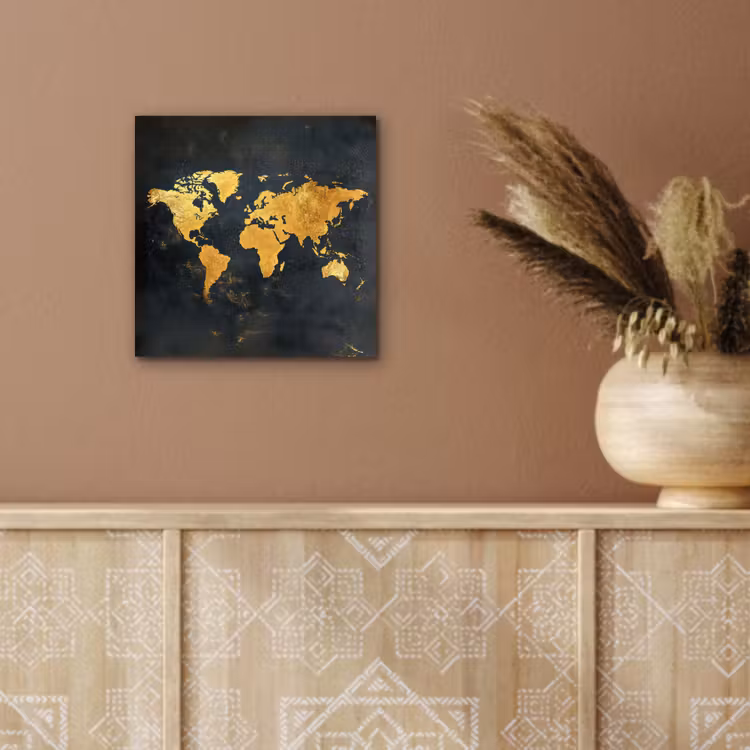 Wereldkaart - Ouderdom - Zwart aluminium wit klein -sfeer4