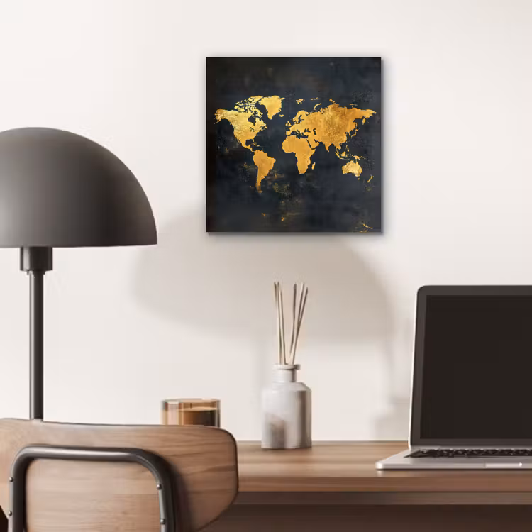Wereldkaart - Ouderdom - Zwart aluminium wit klein -sfeer5