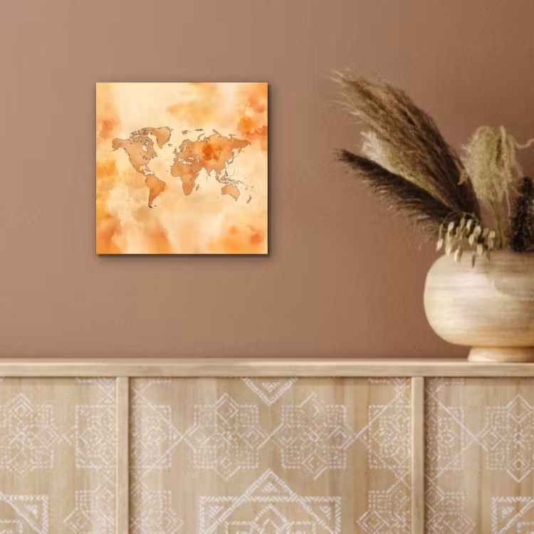 Wereldkaart - Aquarelstijl aluminium wit klein -sfeer4