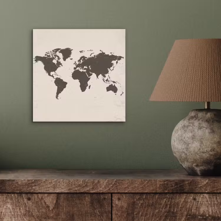 Wereldkaart - Stempelstijl - Ruw aluminium wit klein -sfeer2