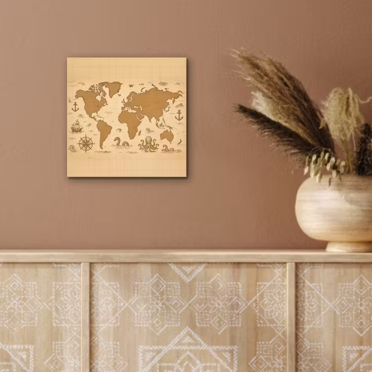 Wereldkaart - Decoratief - - Avontuurlijk aluminium wit klein -sfeer4