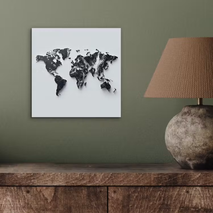 Wereldkaart - Dynamisch - Marmer - Wit aluminium wit klein -sfeer2
