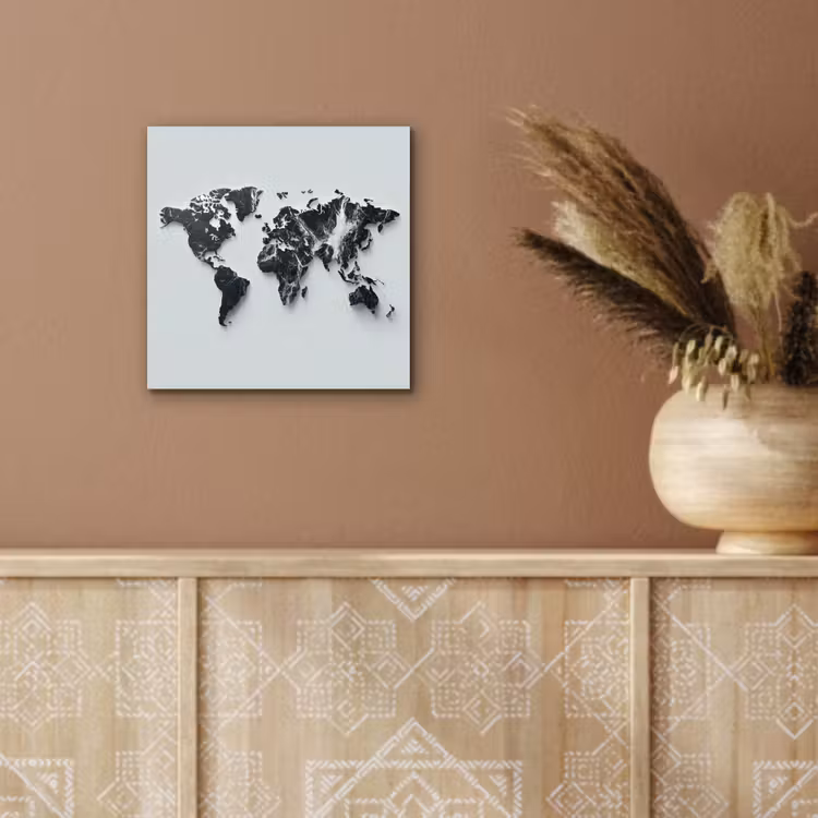 Wereldkaart - Dynamisch - Marmer - Wit aluminium wit klein -sfeer4