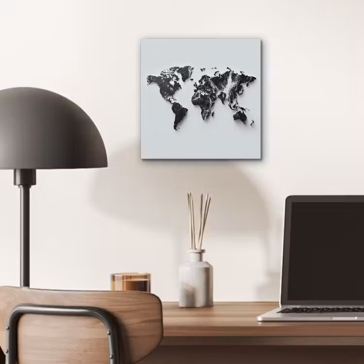 Wereldkaart - Dynamisch - Marmer - Wit aluminium wit klein -sfeer5