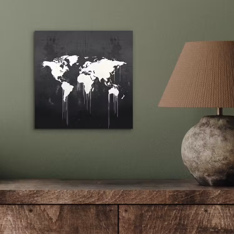 Wereldkaart - Verf - Wit aluminium wit klein -sfeer2