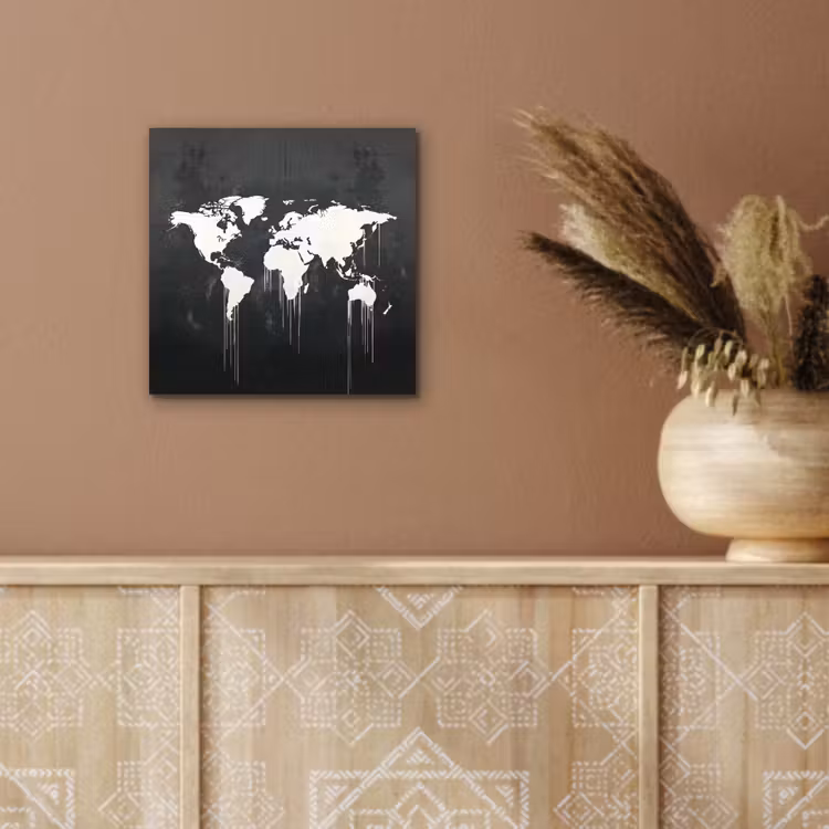 Wereldkaart - Verf - Wit aluminium wit klein -sfeer4