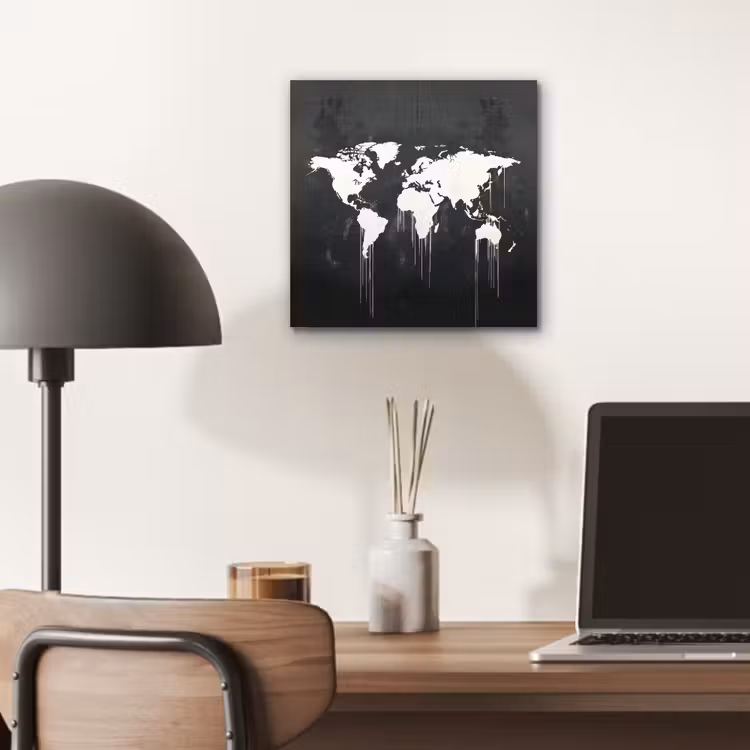 Wereldkaart - Verf - Wit aluminium wit klein -sfeer5
