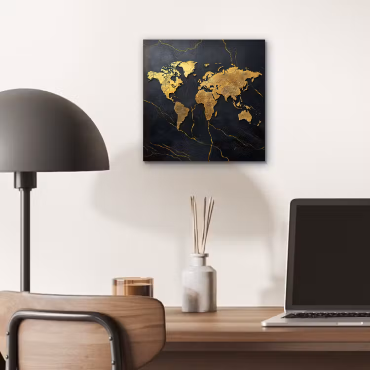 Wereldkaart - Fijne gravures - Marmer aluminium wit klein -sfeer5