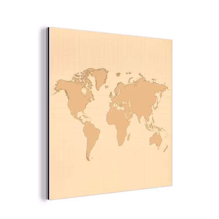 Wereldkaart - Rasterachtergrond - Eenvoudige vormgeving aluminium wit klein -3d