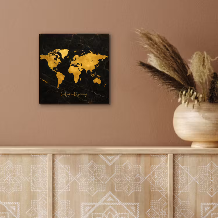 Wereldkaart - Goud - Marmer aluminium wit klein -sfeer4