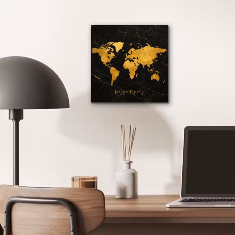 Wereldkaart - Goud - Marmer aluminium wit klein -sfeer5