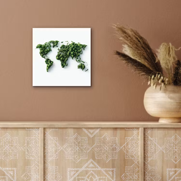 Wereldkaart - Groene bomen aluminium wit klein -sfeer4