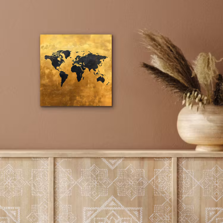 Wereldkaart - Krasserige achtergrond - Goud aluminium wit klein -sfeer4