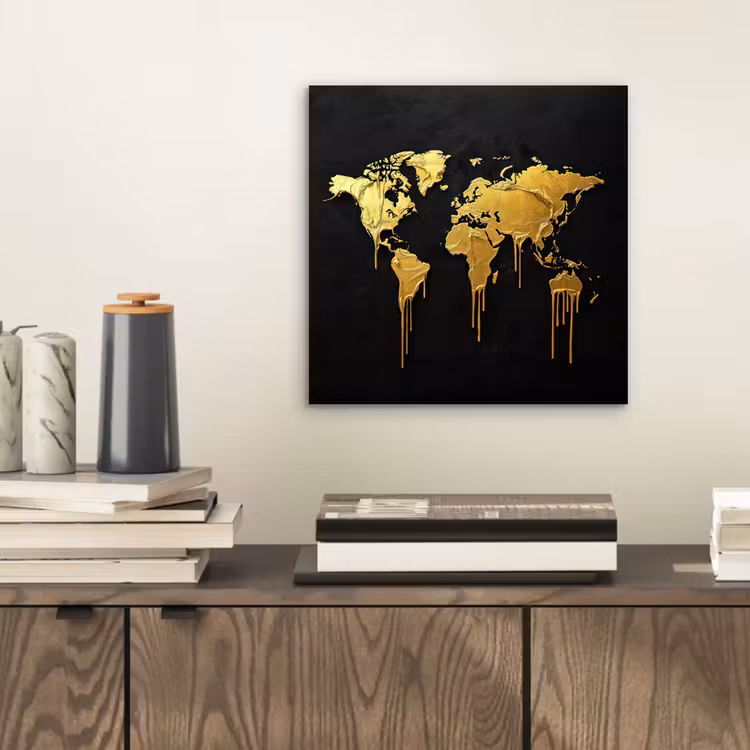 Wereldkaart - Lange druppels - Contrast aluminium wit klein -sfeer1