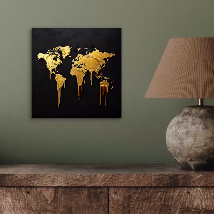 Wereldkaart - Lange druppels - Contrast aluminium wit klein -sfeer2