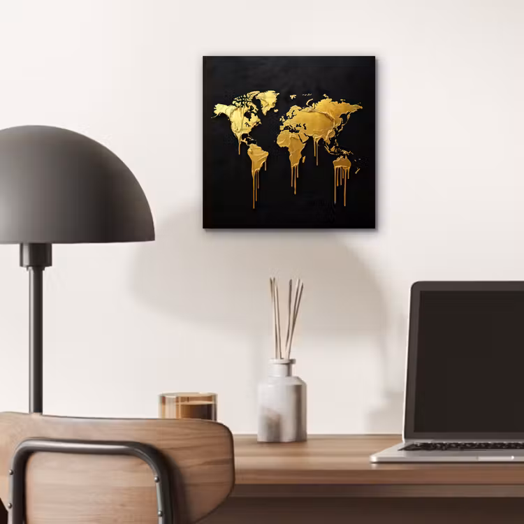 Wereldkaart - Lange druppels - Contrast aluminium wit klein -sfeer5