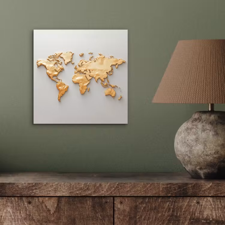 Wereldkaart - Luxe uitstraling - Wit aluminium wit klein -sfeer2