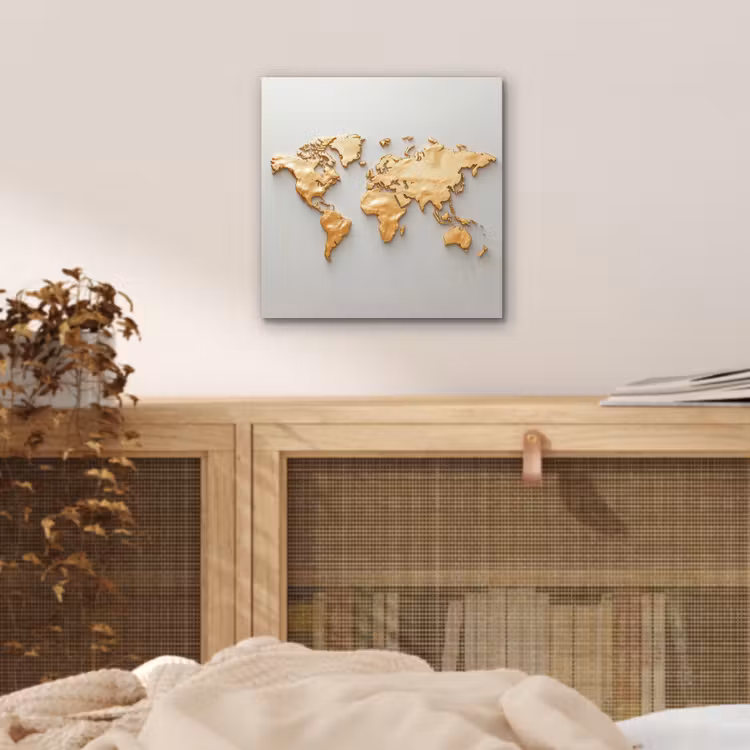 Wereldkaart - Luxe uitstraling - Wit aluminium wit klein -sfeer3